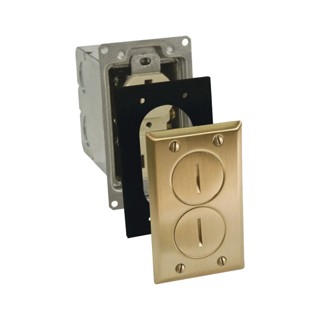 Kit de Caja de Piso con Receptaculo de  15A 125V/ Acabado Latón.