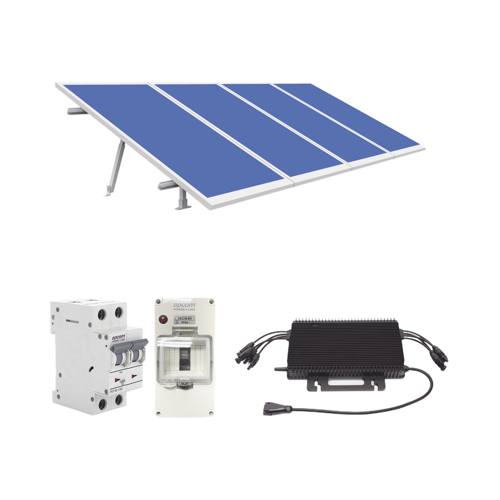 [KIT-HMS-2K450] Kit Solar para Interconexión de 1.8KW de Potencia Pico 220Vca con Microinversor y 4 Módulos de 450 W (Incluye Montaje y Protecciones).
