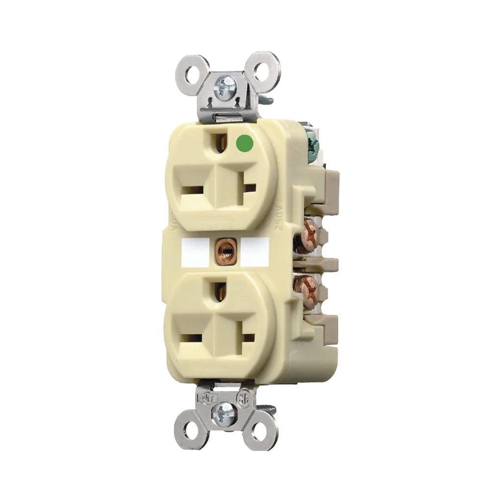 Contacto Duplex  de 20 A 250 V CA/ Nema 6-20R / Grado Hospitalario / Color Marfil.