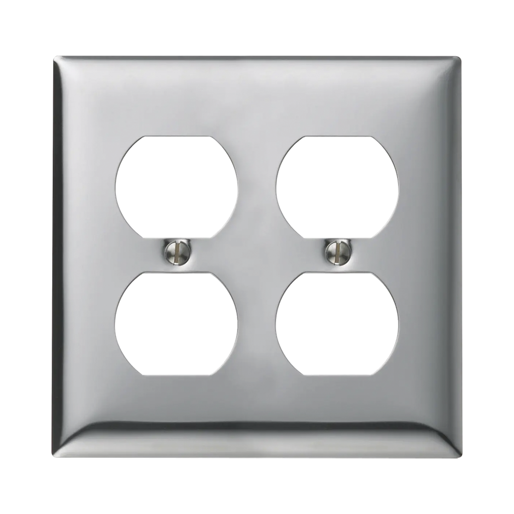 [HUB-SCH-82] Tapa para 2 Contacto Dúplex Color Cromo.