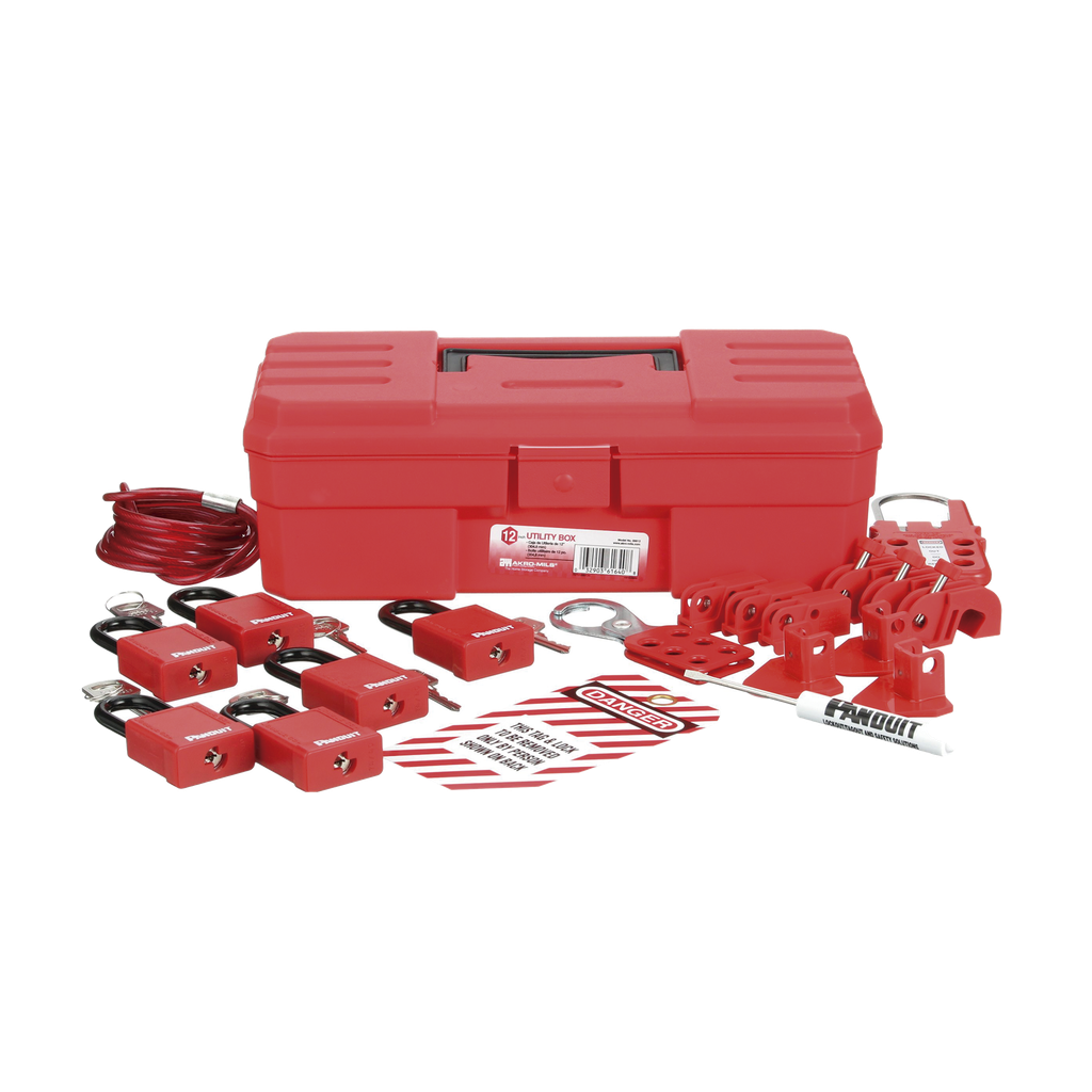 Kit de Bloqueo LOTO para Contratistas con Componentes (Color Rojo).