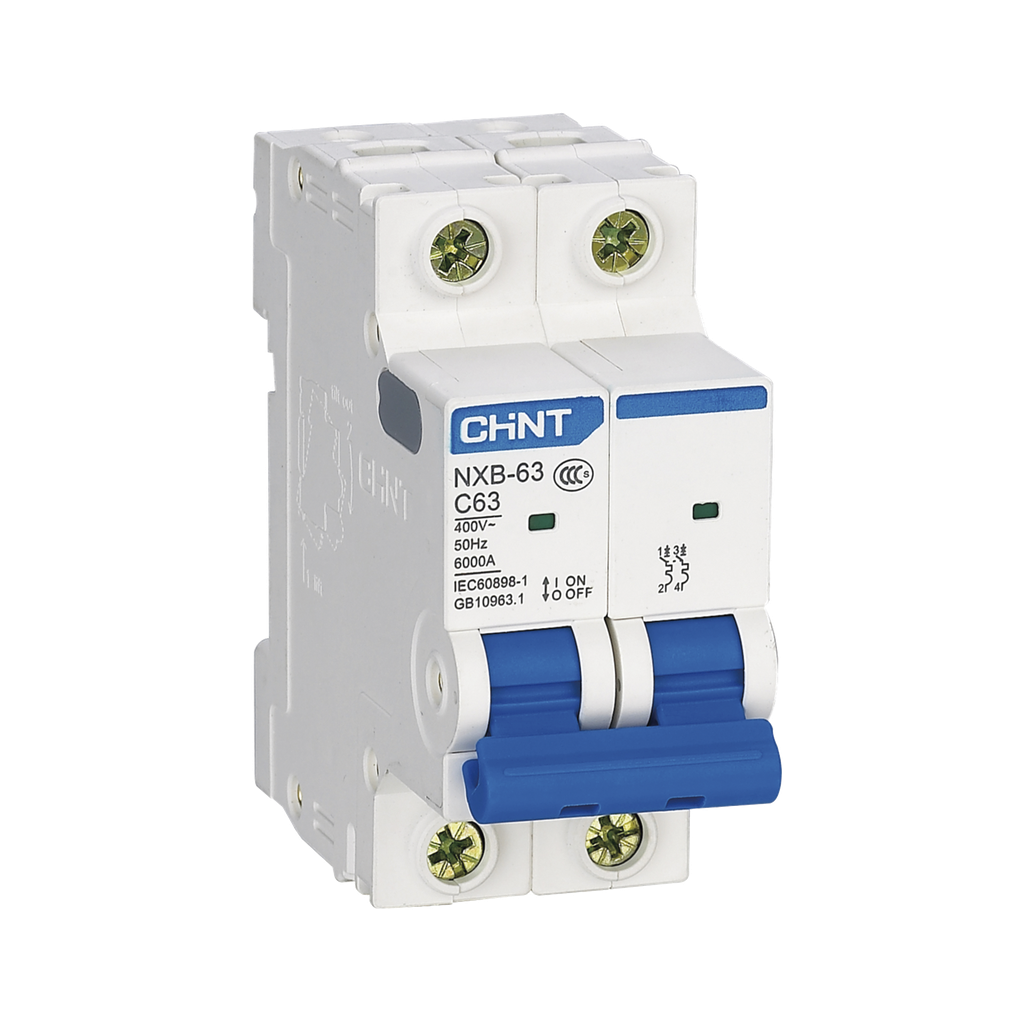 Pastilla para Riel Din, 2 Polos, 10 Amp, Vca:110/415v, 6kA, Catálogo: NXB632PC10, Serie: NXB-63.