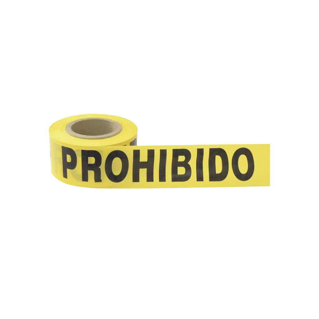 Cinta para barricada PROHIBIDO EL PASO de 100 m y ancho de 3.
