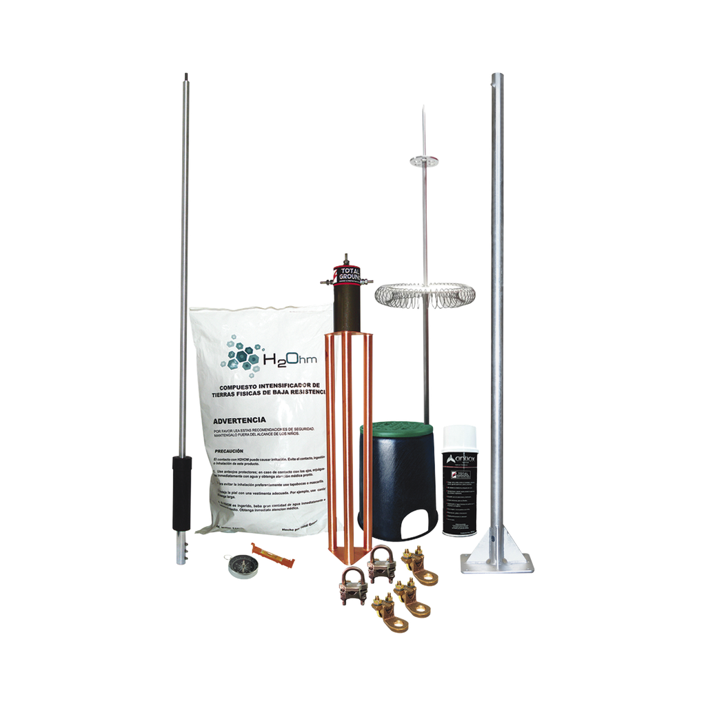 [KIT-MASTER-DIPOLOV2] Kit de Pararrayo Dipolo con Electrodo y Accesorios de Instalación para Techo.