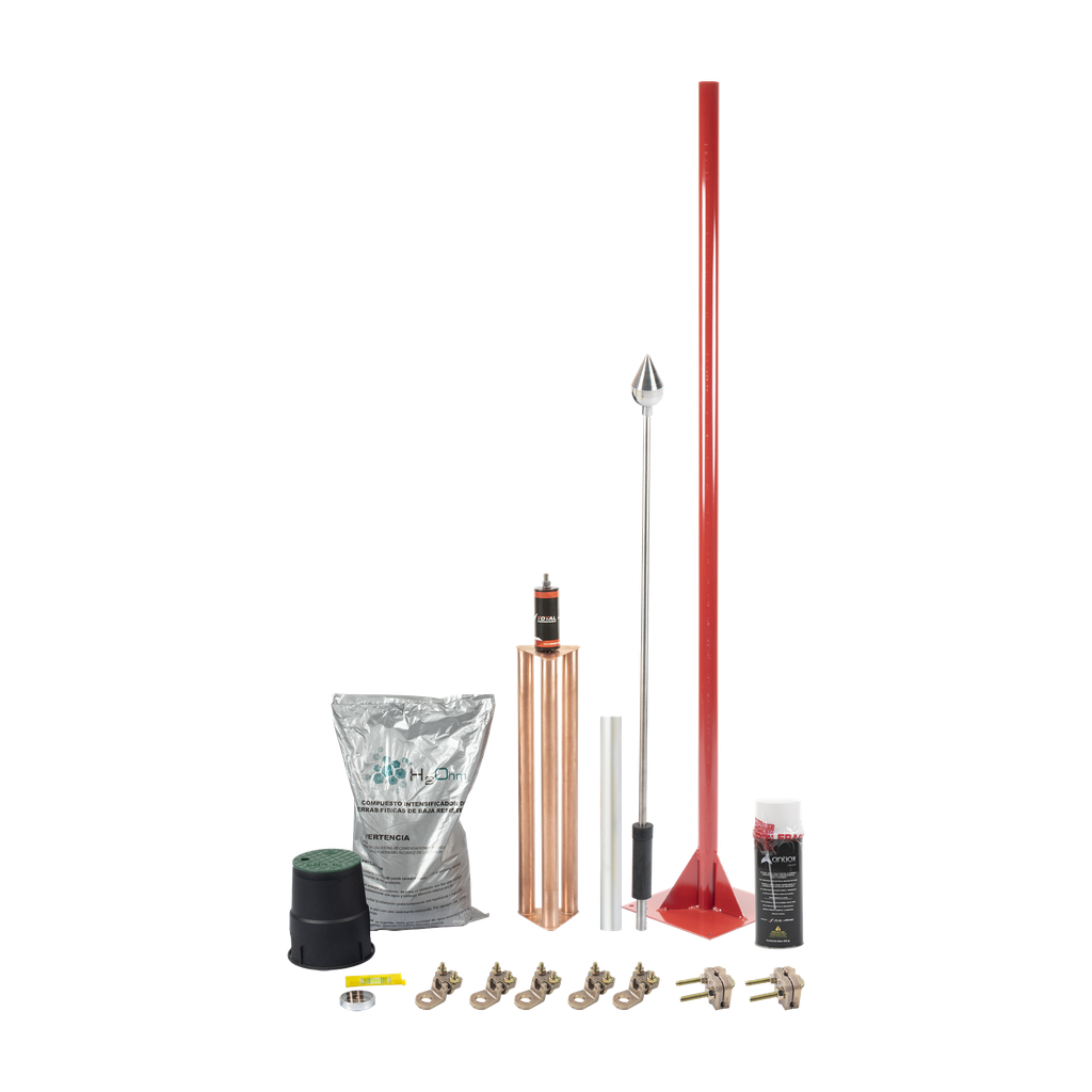 Kit Pararrayo con Punta en Aluminio con Accesorios para Protección de Diámetro de 160 m.