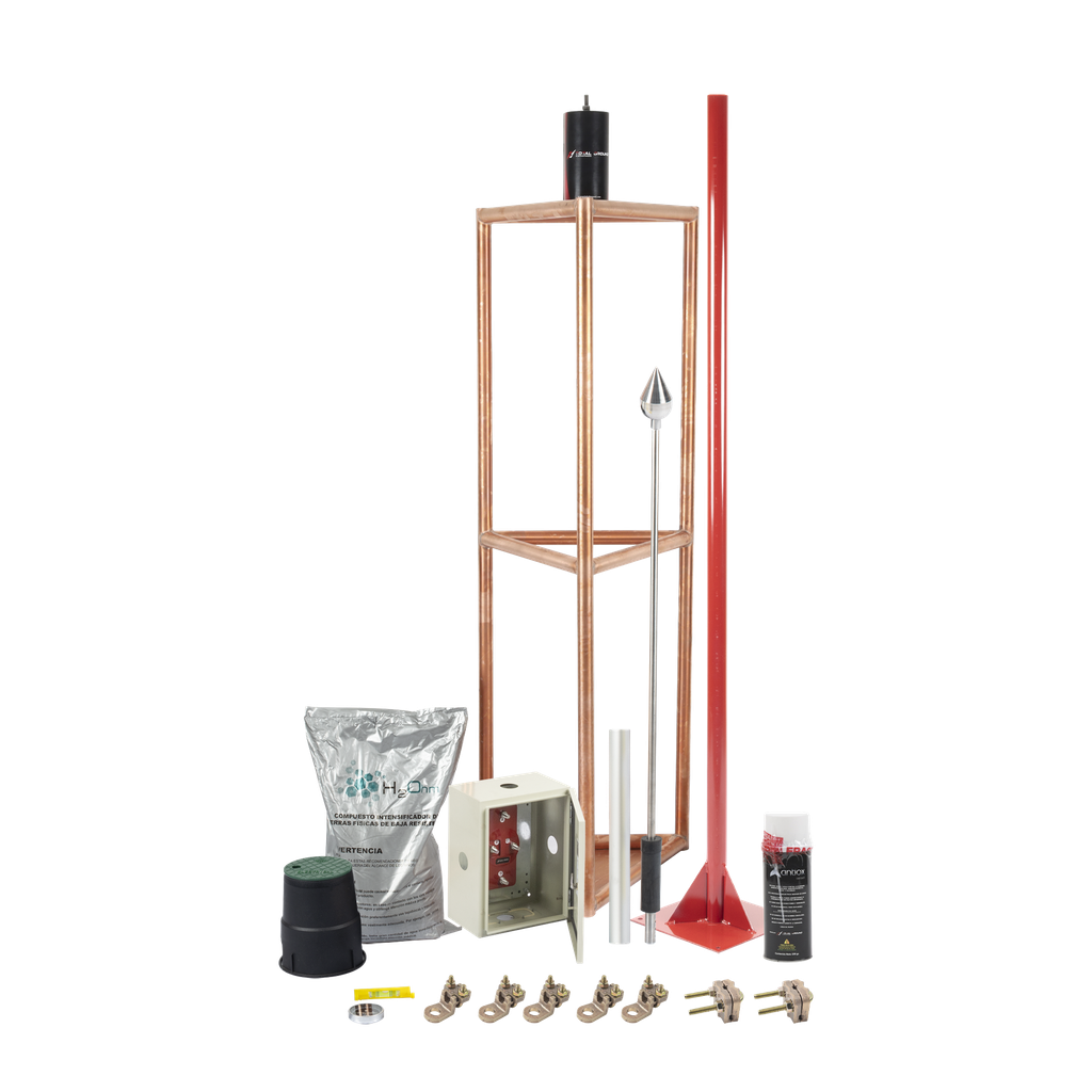 Kit Pararrayo con Accesorios para Protección de Diámetro de 300m.