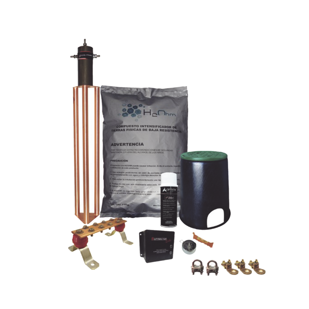 [KITMASTERTG-CONMV2] Kit de Tierra Física con Electrodo Magnetoactivo de 45 AMP Y Supresor de Picos SOHO