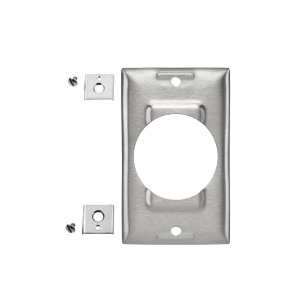 [HUB-SS750] Placa de Acero Industrial de 1 Unidad / Para Paredes, Cajas y Dispositivos de 50 A / De Acero Inoxidable.