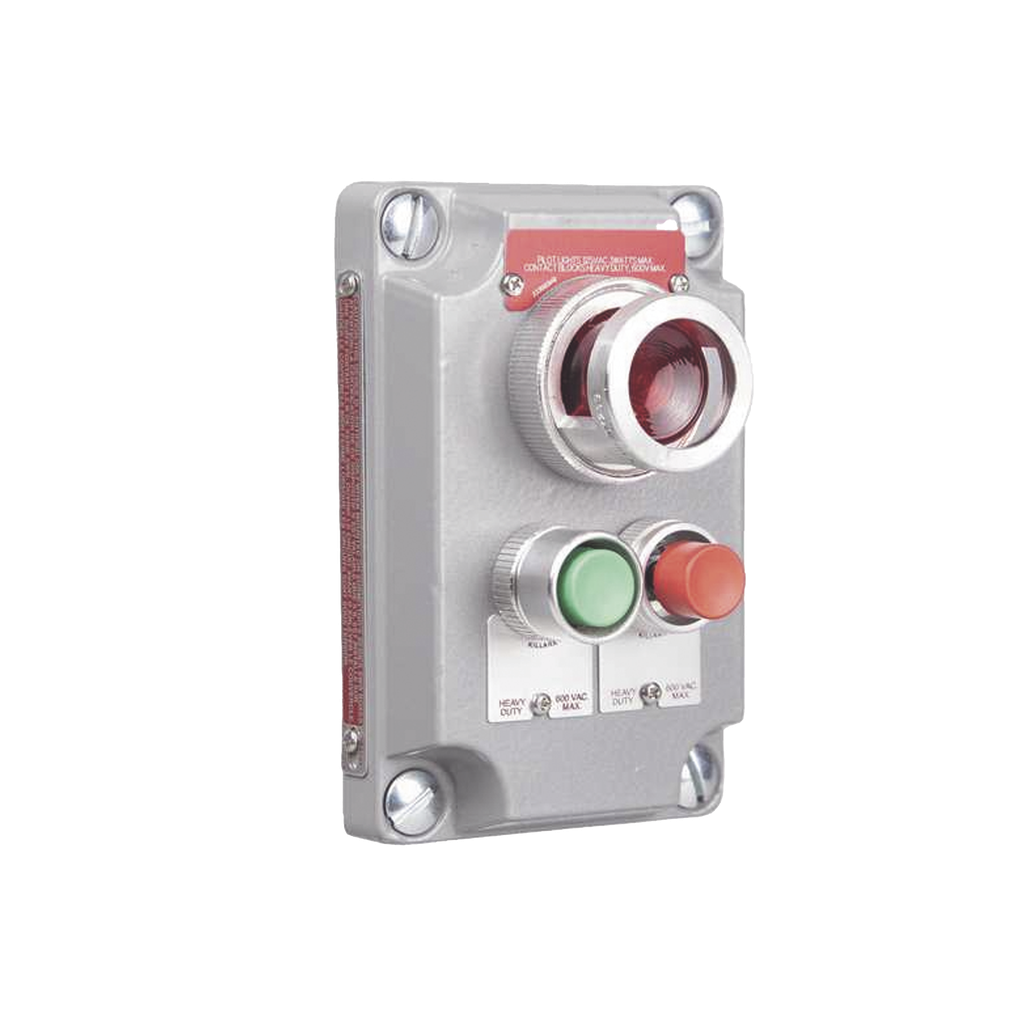 [HUB-XCS-0A15] Cubierta para Estación de Control con 2 Botones Pulsadores Rojo-Verde y Luz Piloto Roja / Uso en Áreas Clasificadas.