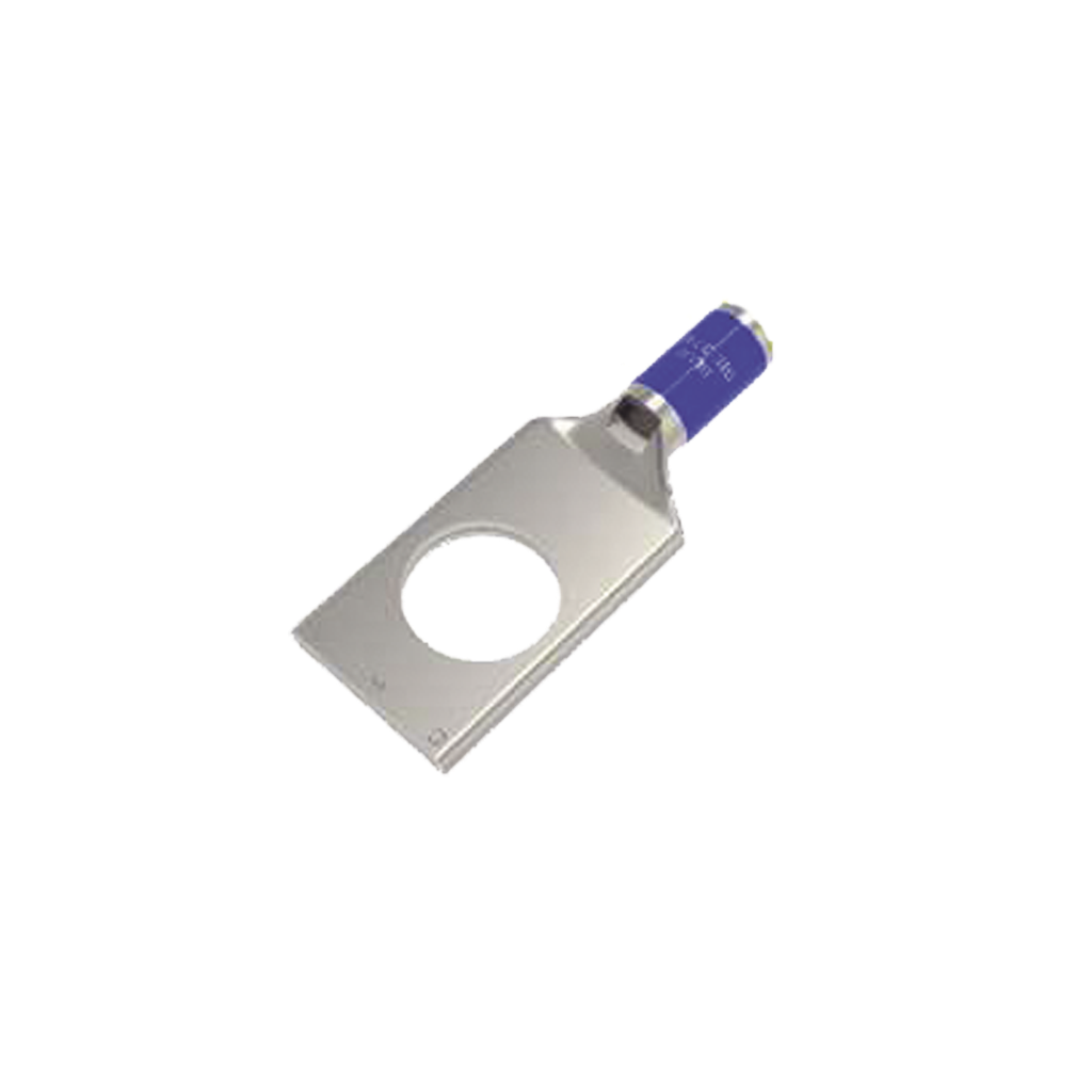 Zapata Terminal de Compresión de Cañón Corto para Tornillo de 3/8 y Calibre 6 AWG.