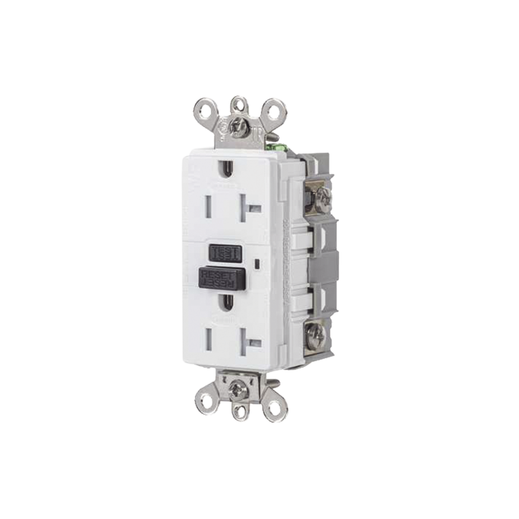 [HUB-GFS-G5362-W] Contacto GFCI 20 A 125 V / Resistente a Intemperie / A prueba de manipulaciones / Color Blanco (Nema 5-20R) / Grado Industrial.