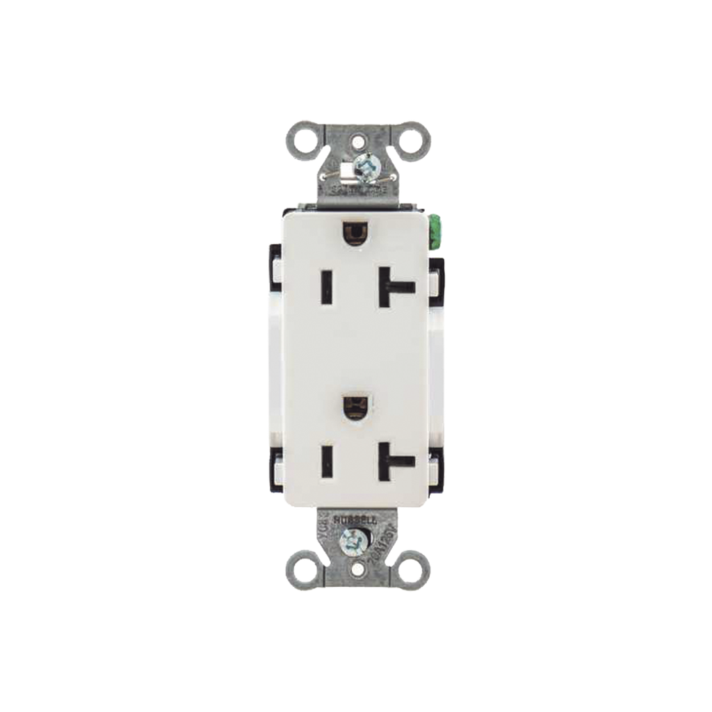 Contacto Duplex Decorador 20 A 125V / 2 Polos 3 Hilos/ Nema 5-20 R / Color Blanco.
