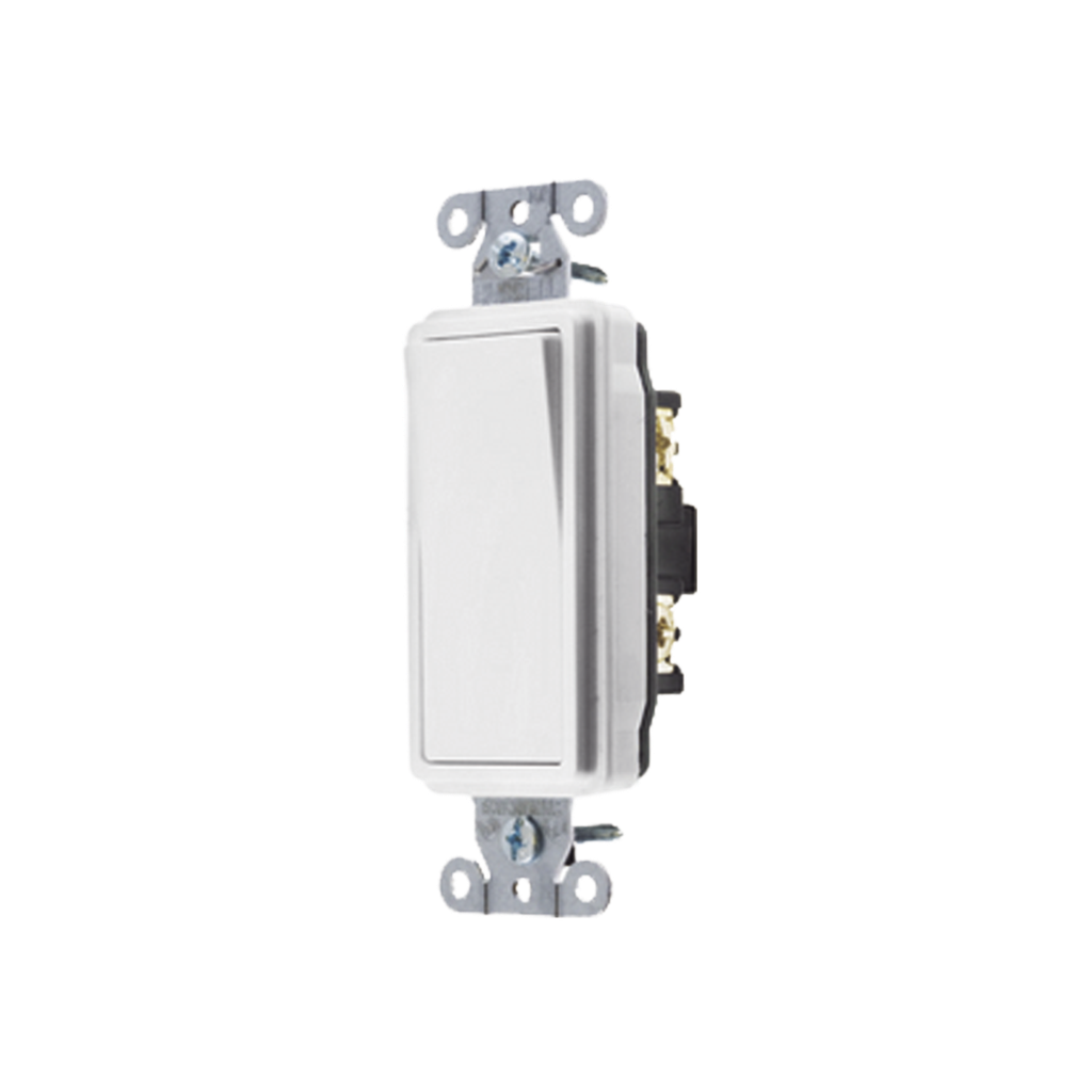 [HUB-DS-120W] Interruptor Decorador de 20 A 120-277 V CA/ Unipolar / Cableado Lateral y Posterior / Color Blanco.