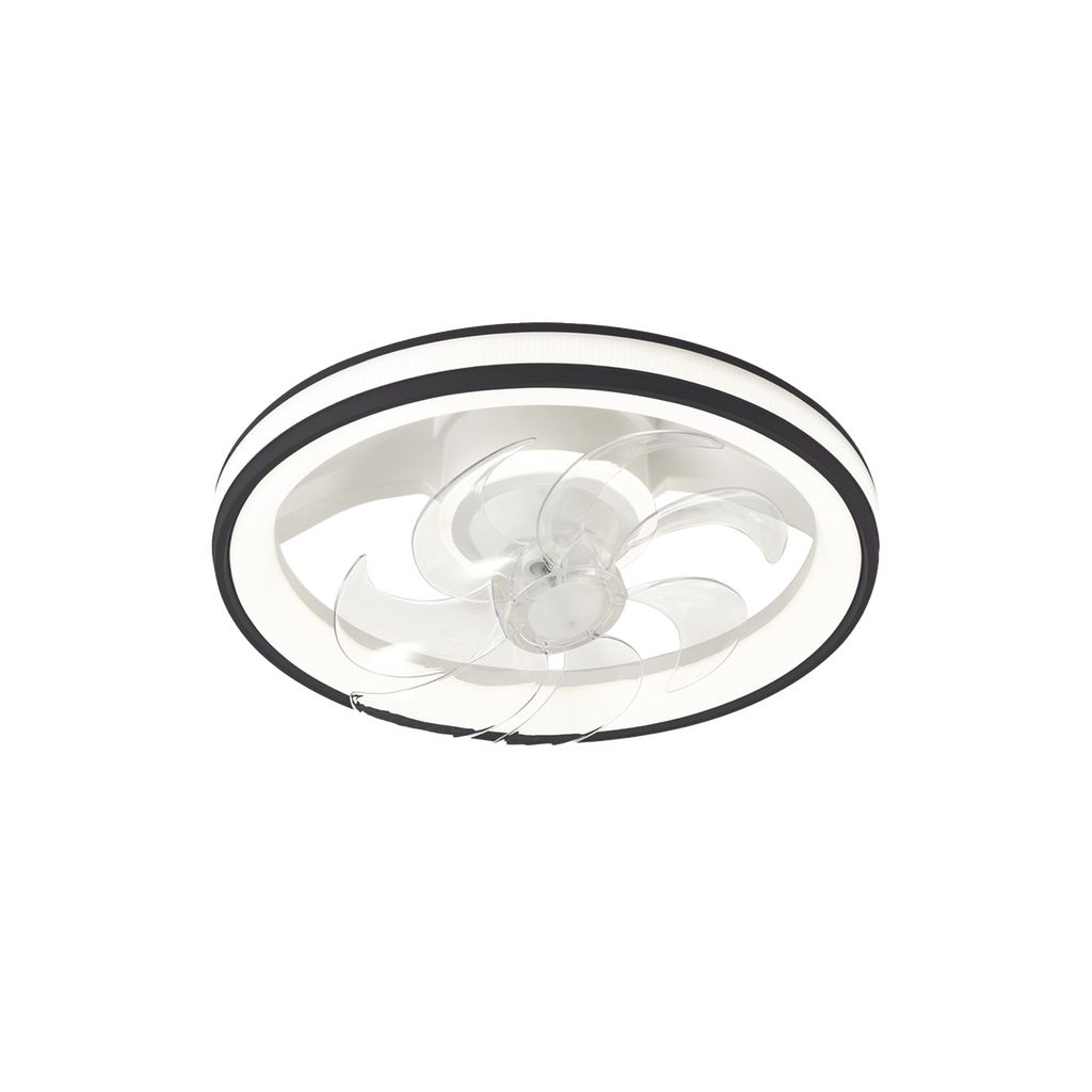 Ventilador de Techo con Luminario LED de  110 V CA 50/60 Hz /  88 W /4500 Lm / 6500 - 4 000 - 2 700 K /3 Tonos de Luz / 501 mm / 6 Velocidades / Dimeable / Color Blanco y Negro.