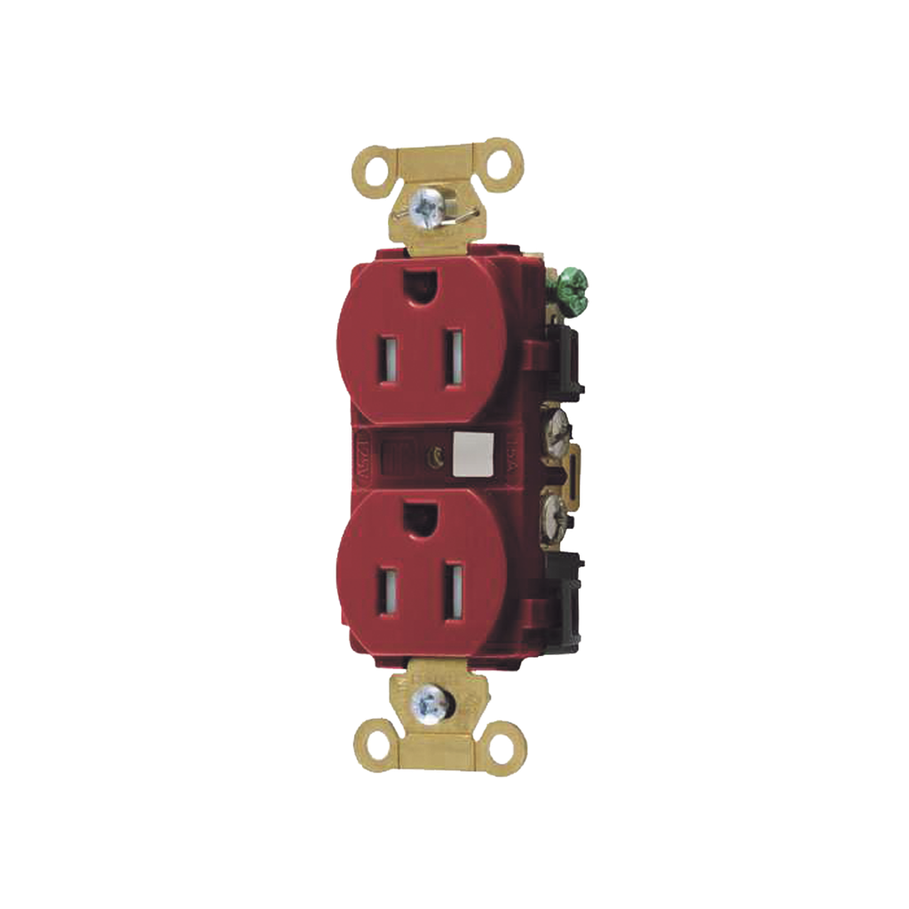 Contacto Duplex 15 A 125 V / A Prueba de Manipulaciones / Nema 5-15R / Color Rojo.