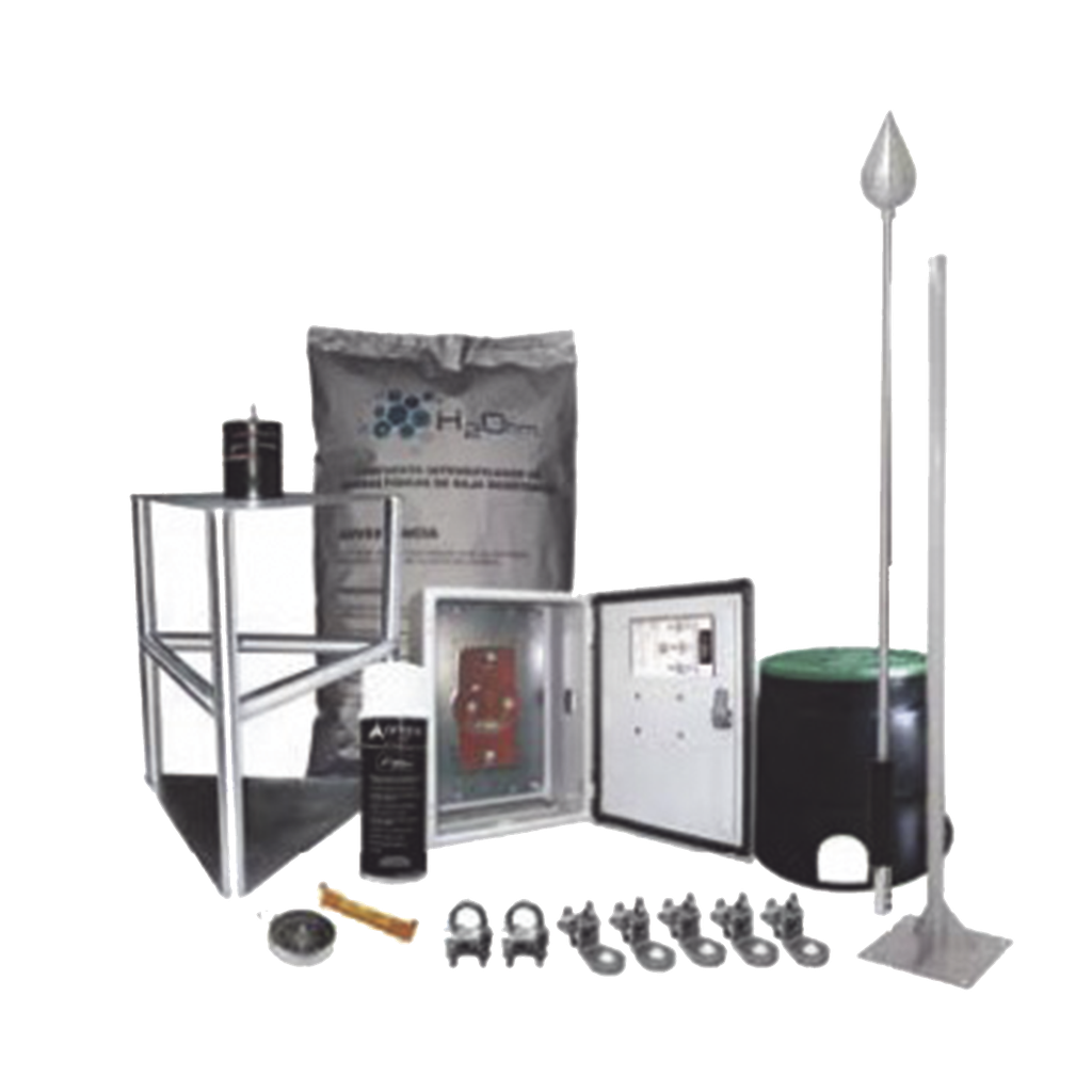 [KIT-MASTER-03AI] Kit Pararrayo con Accesorios de Instalación, Fabricado en Acero Inoxidable con Protección de Diámetro de 200m.