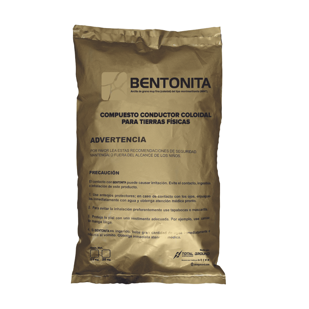 [TG-BENTONITA] Bentonita, Compuesto Conductor Coloidal para Tierras Físicas, Saco con 20 Kgr.