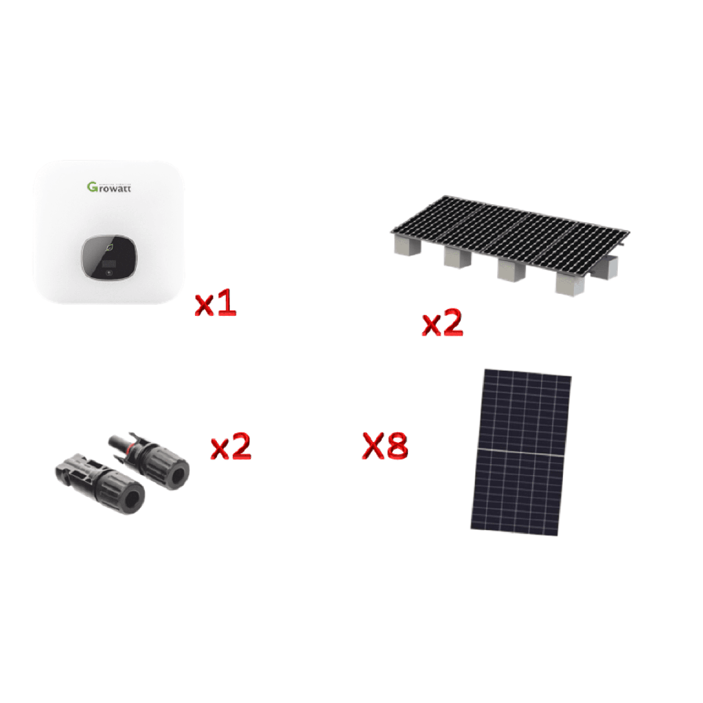 [MIN5000KIT1] Kit Solar Interconexion / 5kW 220Vca / Inversor GROWATT / Montaje Incluido