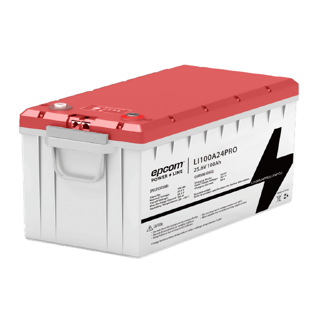 [LI100A24PRO] Batería LiFePO4, 2.56 kWh, 25.6V, 100AH / Con BMS Integrado / Vida Útil de más de 3500 Ciclos / Conector RS485 y CAN