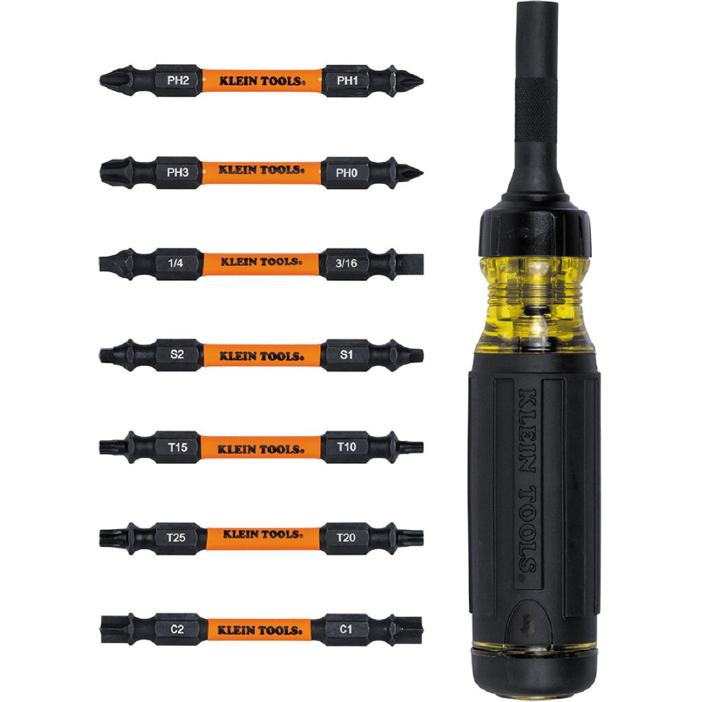 Desarmador Multipunta 15 en 1 / Matraca Resistente / Siete Puntas de Doble Extremo / Grado Industrial / Mango Cushion-Grip / Resistente al Impacto