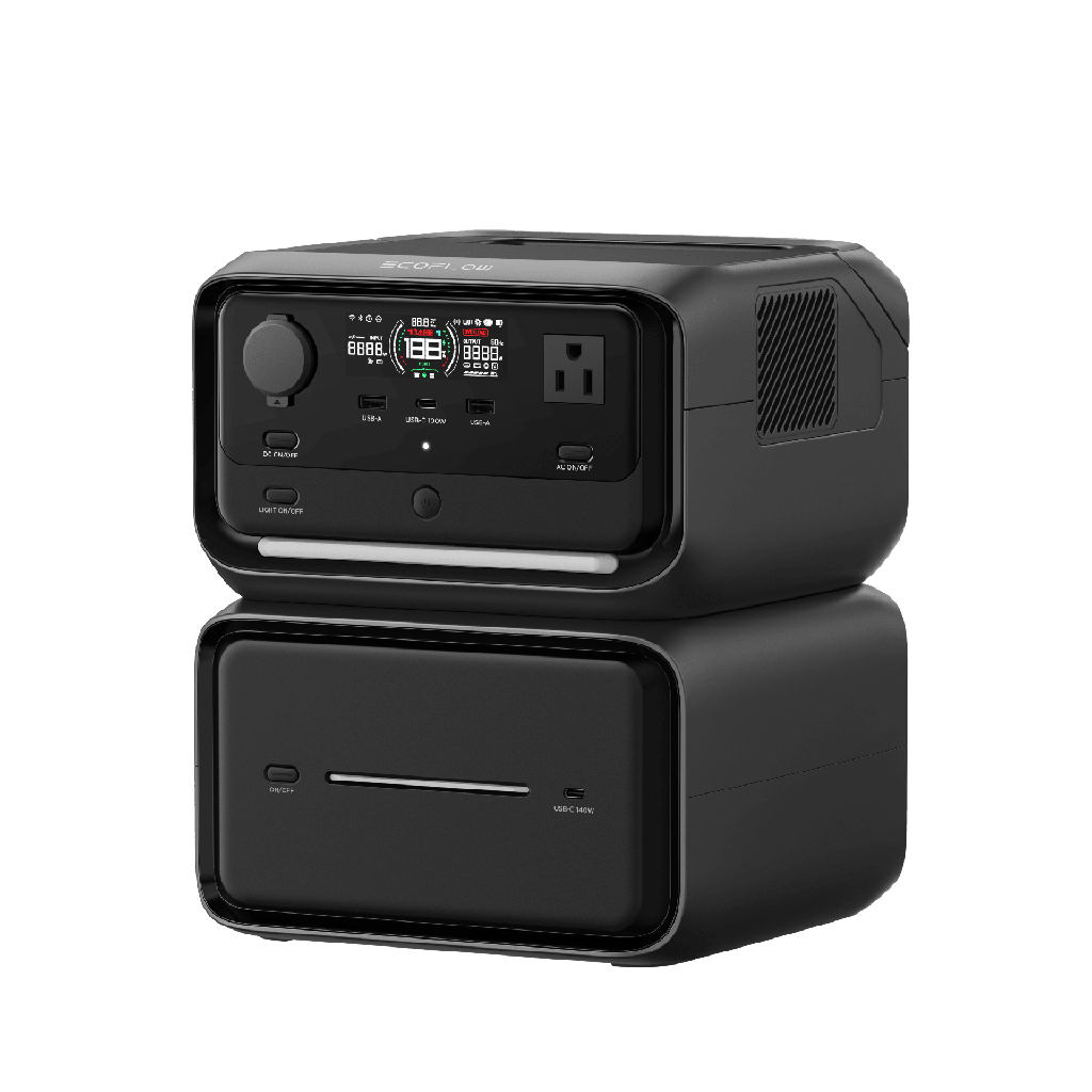 [EFR3MAXPL] EcoFlow River 3 | Estación de Energía Portátil 858Wh Litio LFP / 2 AC 300 W (Max. 550W) / 1 USB-C 100W / 2 USB -A 12W / Cargador de Coche 8A a 12 o 24V / Conectividad WiFi y Bluetooth (App) / Carga Solar 110W Max.