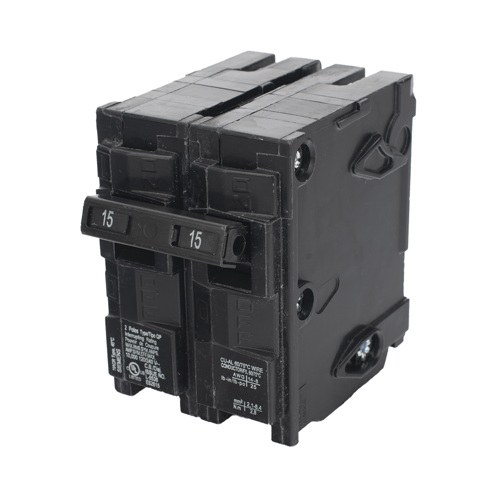 Interruptor automático enchufable tipo QP 2 polos, 15 amp