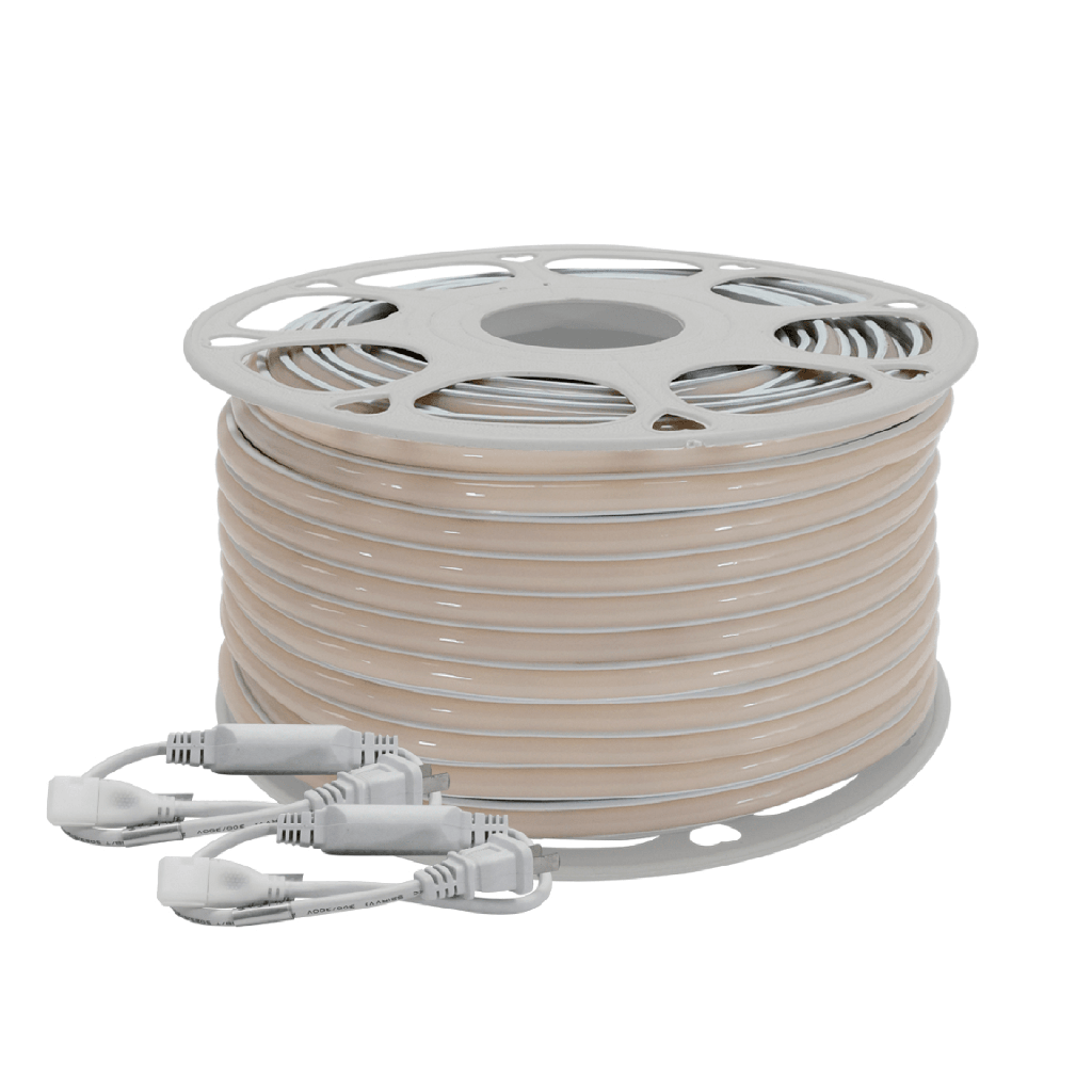[JLML-2835-08] Manguera LED Luminosa Blanca de Resina Transparente y Flexible / Para uso Interior o Exterior / Carrete de 50 m/ 110V CA 4.2 A/ 500 W Potencia / T.C.C. 6500 K.