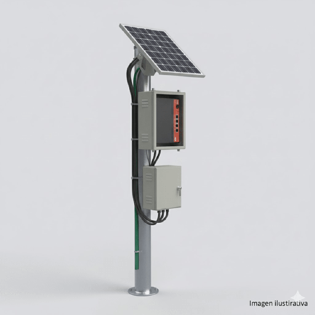 [WI5POE28V2] Kit Solar Witek de 28 W con 5 Puertos PoE 802.3 af y PoE Pasivo 24 V para alimentar Camaras IP y un Enlace Punto a Punto en 24 Vcc