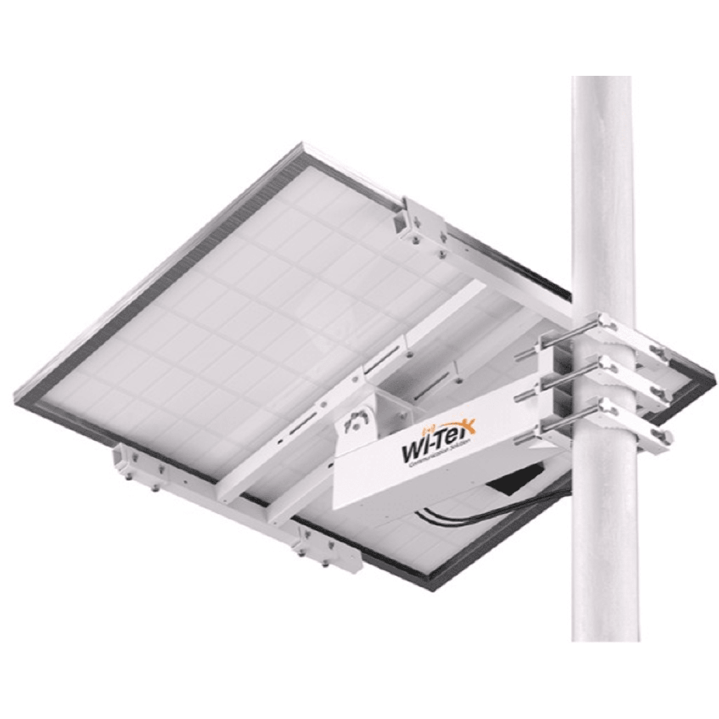 [WIBRKP133] Soporte Montaje Panel Solar WI-BRKP133 para Postes / Estructura Galvanizada SGCC 2 mm / Ajuste Ángulo 0-75° / Compatible Postes Redondos 76-133 mm y Cuadrados 50-130 mm / Paneles hasta 900 mm Ancho y 35 mm Grosor / Resistente Corrosión