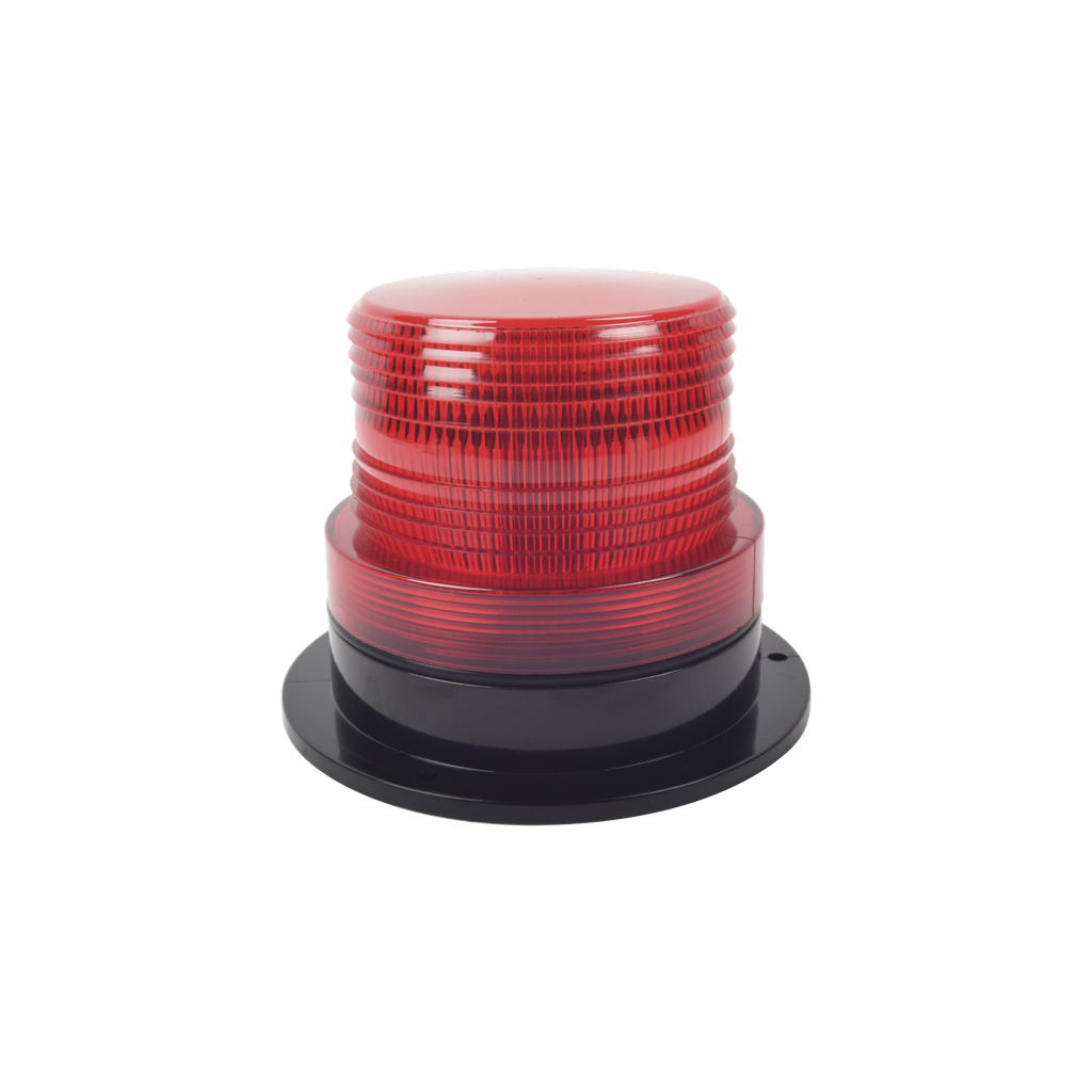 [X126-R] Burbuja Brillante de Larga Vida Útil, con 8 LEDs Color Rojo, Domo Rojo, 12Vcd