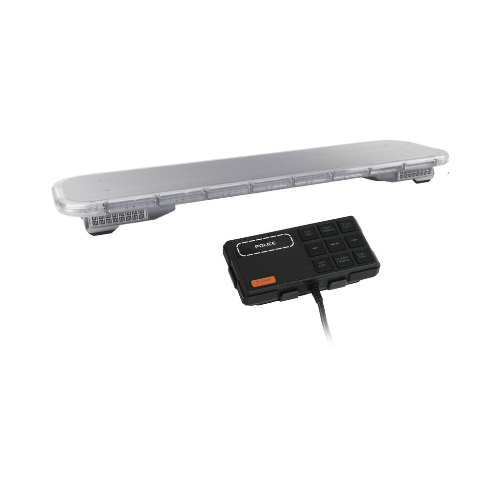 [X75RB] Barra de luces LED de 46 Rojo/Azul , De 132 LEDs, Sirena, Bocina y Controlador Incluido, Ideal para Equipar Unidades de Seguridad Publica