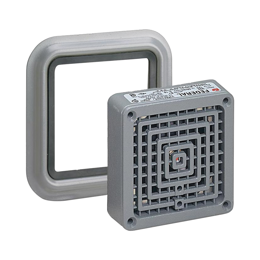 [350TR-024] Bocina Vibratone® con placa de ajuste de hasta 110 dB, Listado por UL y cUL, 24 VCA, Color Gris