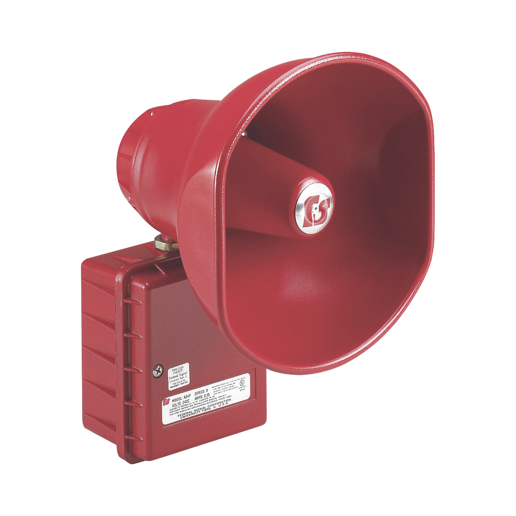[ASUP-024] Altavoz amplificado, 30 Watts, Aprobado por CSFM y Listado contra incendios UL, 24 VCD, Color Rojo