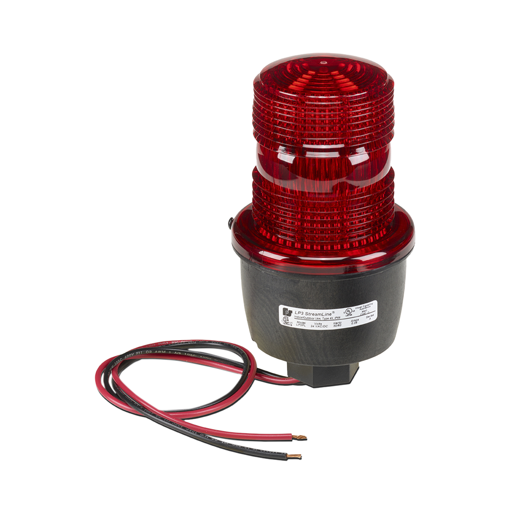 Luz de advertencia LED serie Streamline, 24 Vcc, montaje en tubo, rojo