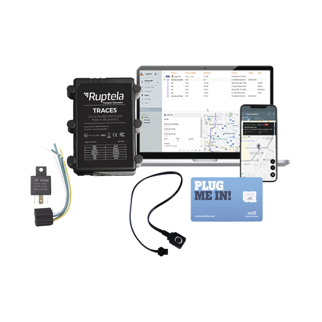 [TRACE5PLUSKIT] KIT Localizador Vehicular 2G y 4G IP67 / Rastreo / Conducción eficiente / Deteccion de Jammer / Ideal para motocicletas / Apagado remoto / Incluye SIM500MB2Y / 1 AÑO DE EPCOMGPS
