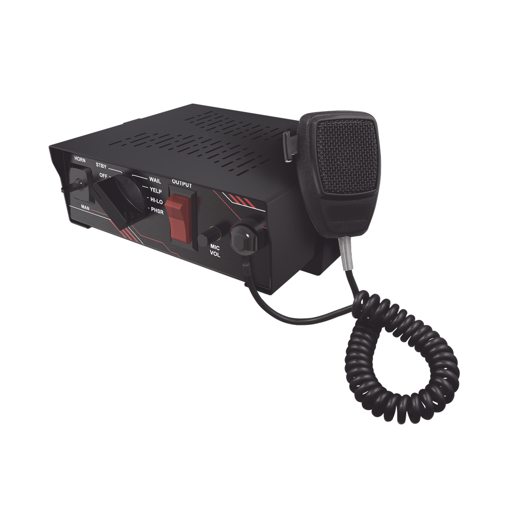 [SP101] Sirena Vehicular de 100W de Potencia, Con Switch Giratorio de 6 posiciones y Micrófono Integrado de Uso Rudo