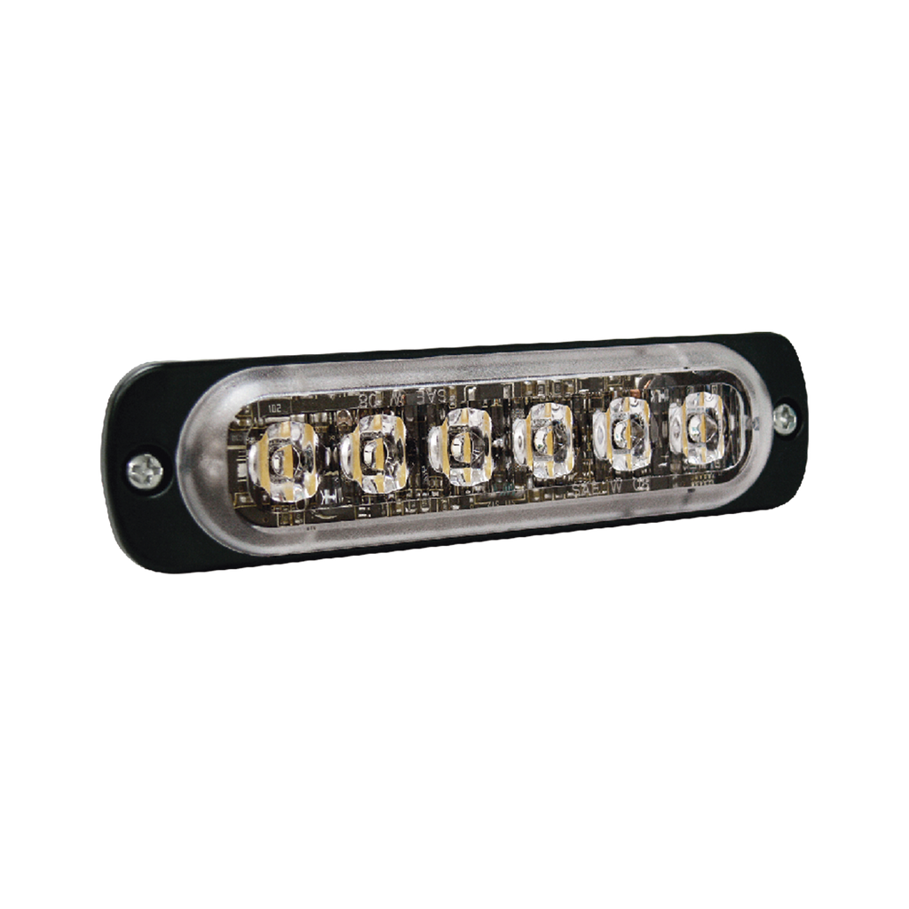 [SP6B] Luz Auxiliar de 6 LED, Azul, Bisel Negro, Lente Transparente