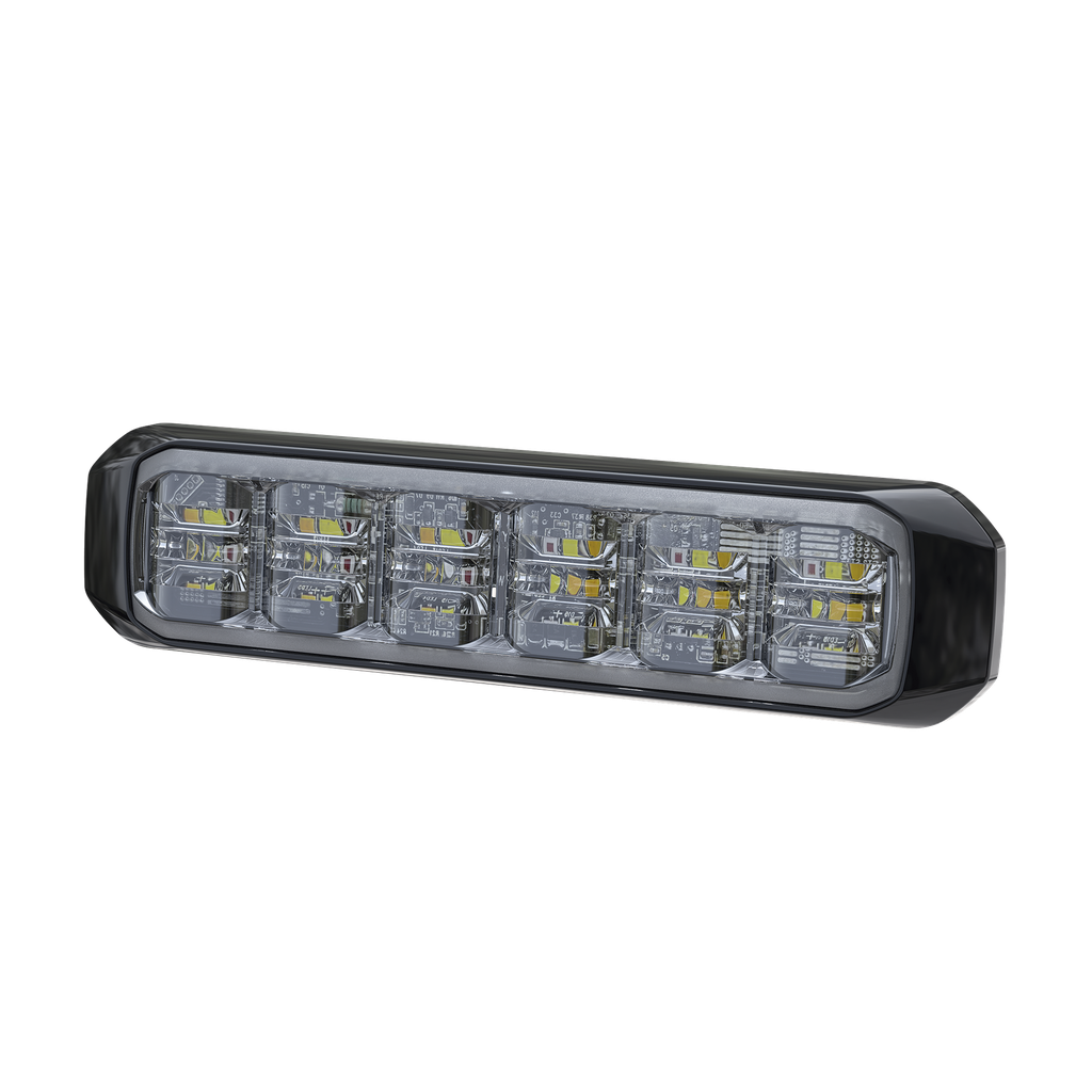 [SP18RWB] Luz Auxiliar de 18 LED, SAE, Tricolor, Bisel Negro, Rojo/Blanco/Azul, Lente Transparente