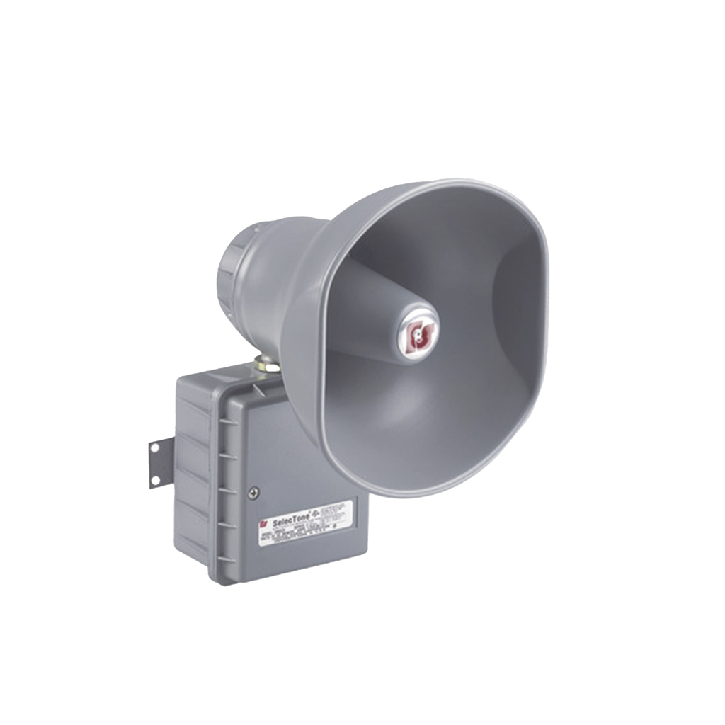 Altavoz amplificado  SelecTone® de 15 W, para ubicaciones peligrosas Aprobado por CSFM y listado UL y cUL , 120 Vca, gris