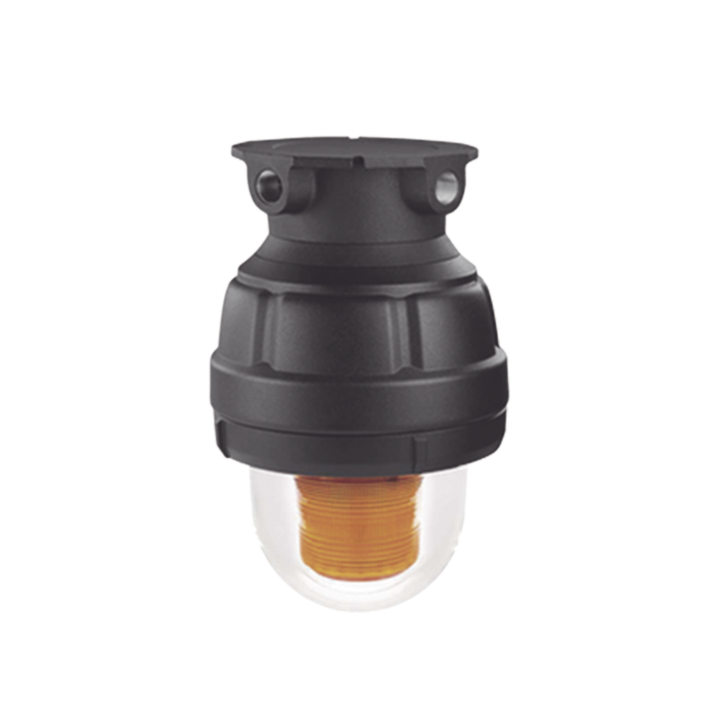 Luz de advertencia LED a prueba de explosión adecuado para su uso en Clase I, Div. I, Grupos C y D; Clase I, Div. 2, Grupos A, B, C y D; Clase II, Div. 1, Grupos E, F y G; Clase III, color Ámbar, 24V CD