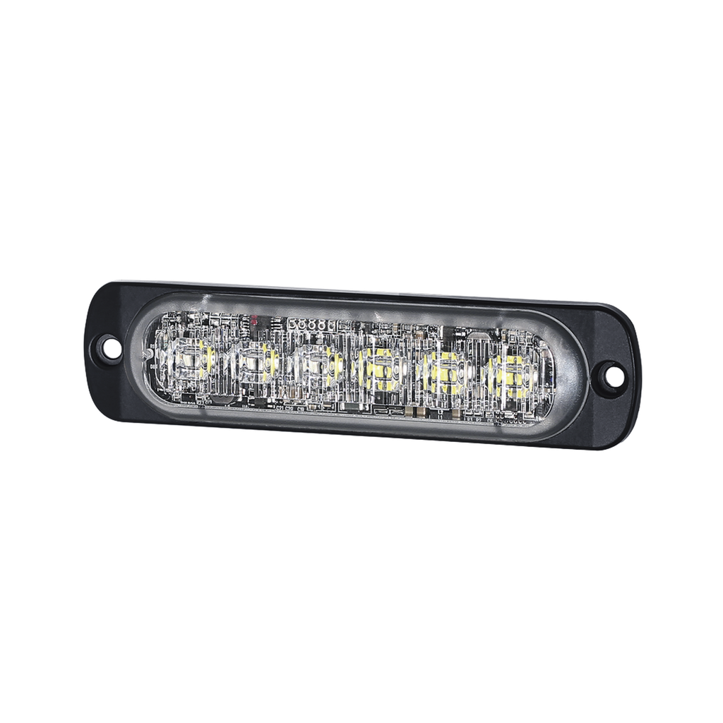 [SP12AW] Luz Auxiliar de 12 LED, Ambar/Claro, SAE, Bisel Negro, Lente Transparente