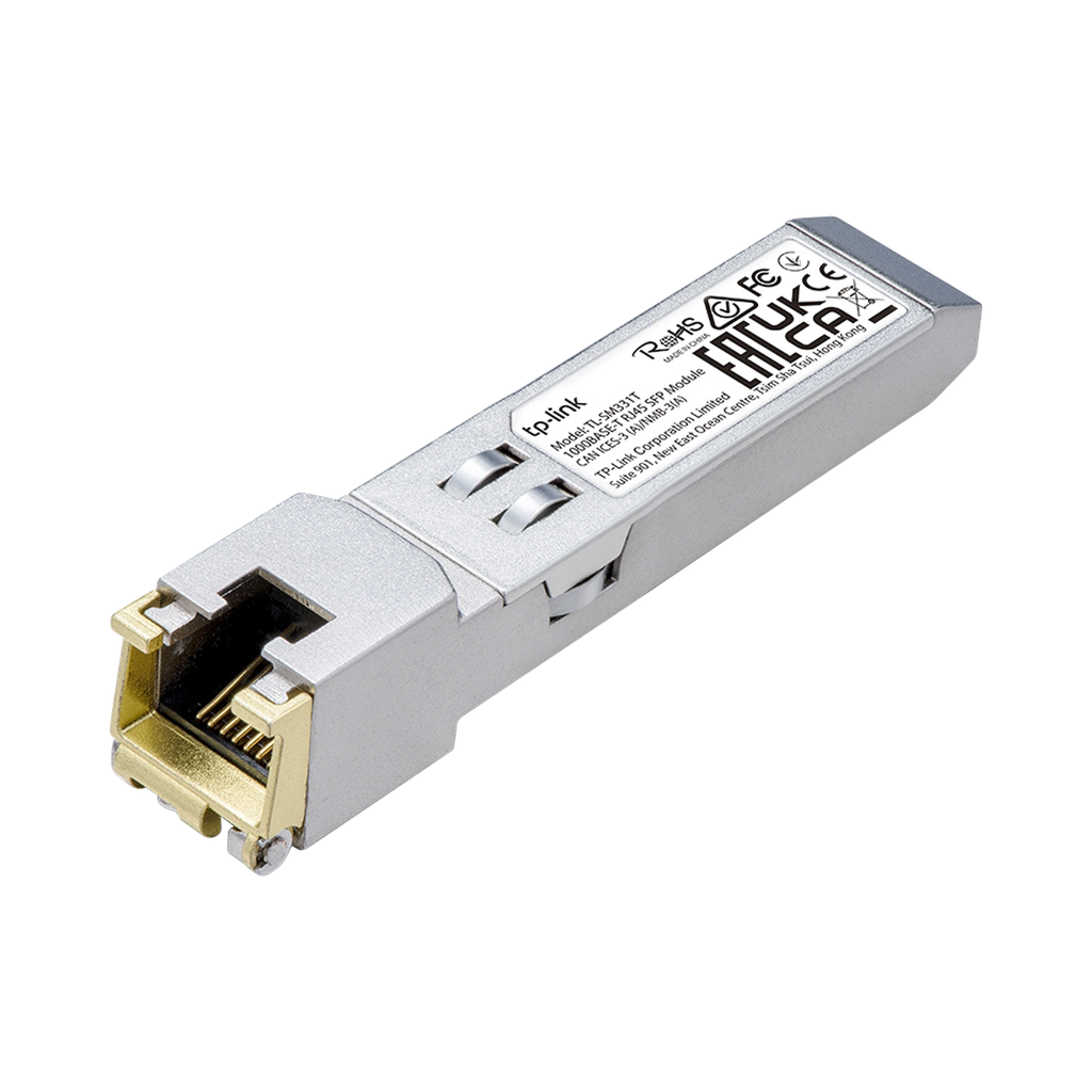 [TL-SM331-T] Transceptor mini-GBIC SFP RJ45 / Admite 1000BASE-T / Hasta 100 metros / Conector RJ45 (1G)