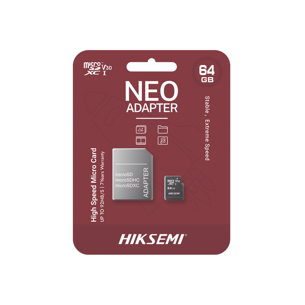 [HS-TF-C1/64G/NEO/A] Memoria microSD con Adaptador Ideal para Celular o Tablet / 64 GB / Multipropósito