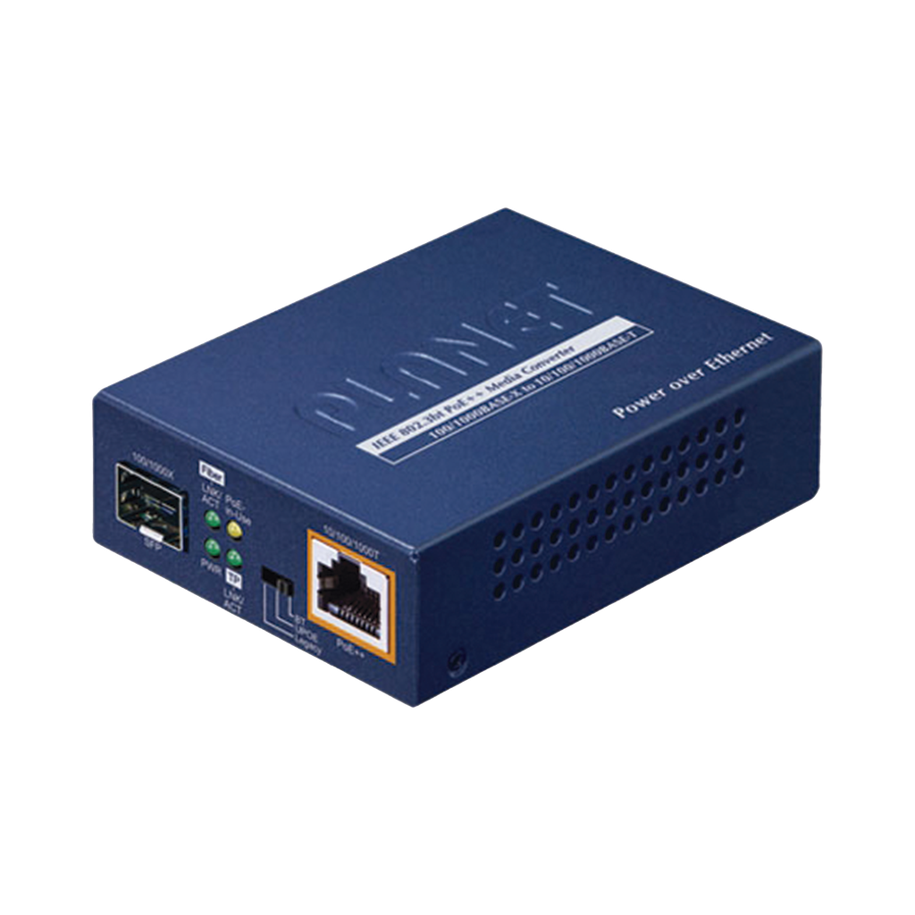 [GUP-805A-95W] Convertidor de medios PoE++ 100/1000BASE-X SFP a 10/100/1000BASE-T 802.3bt (95 vatios)
