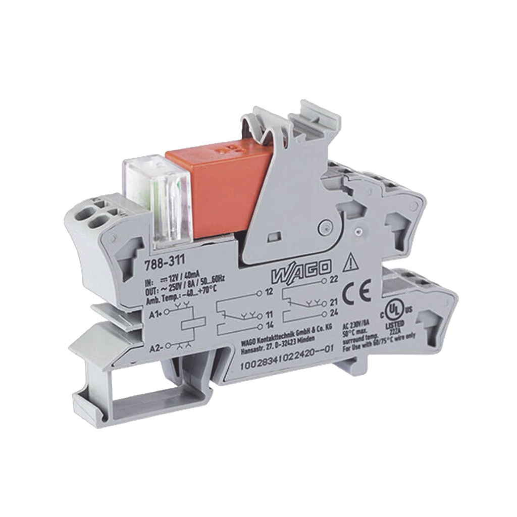 [788-311] Relé tensión nominal de entrada: 12 vcc; corriente límite 8A