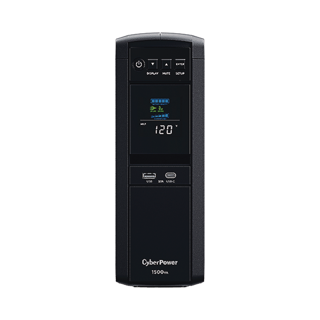 [CP1500PFCLCDA] UPS de 1500 VA/900 W, Topología Línea Interactiva, Entrada 120 Vca NEMA 5-15P, Onda Senoidal Pura, Tipo Torre, Con 10 Tomas NEMA 5-15R