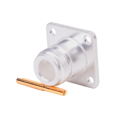 [RFN-1021-1] Conector N Hembra, montaje con 4 perforaciones a 18 mm