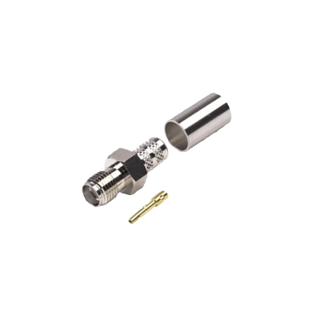 [RSA-3050-X] Conector SMA Hembra de Anillo Plegable para Cables RG-8/X, LMR-240, 9258, Niquel/Oro/Teflón.