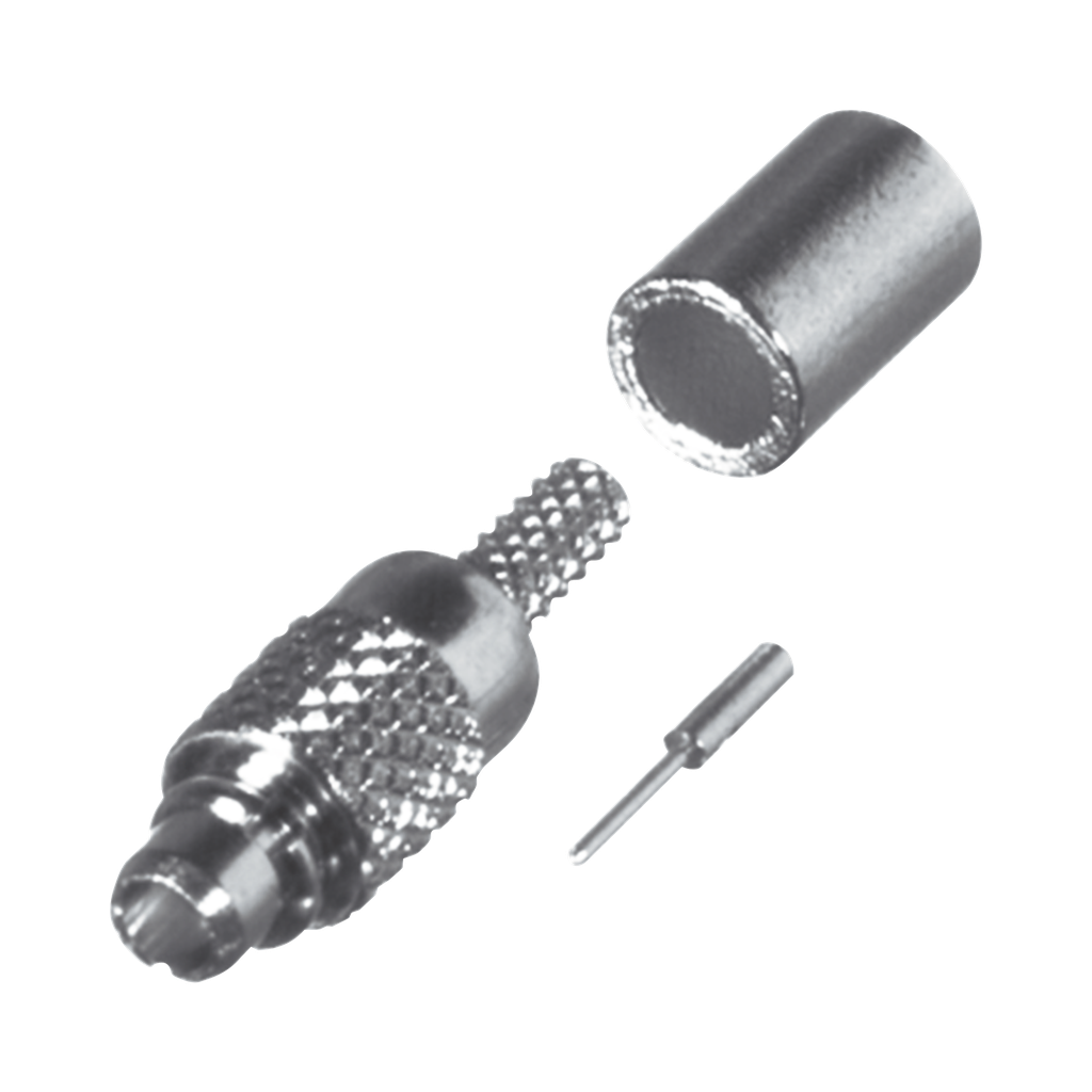 [RMX-9000-1A] Conector MMCX Macho de Anillo Plegable para RG-178, BELDEN 83265, Grupo A, Oro/ Oro/ Teflón.