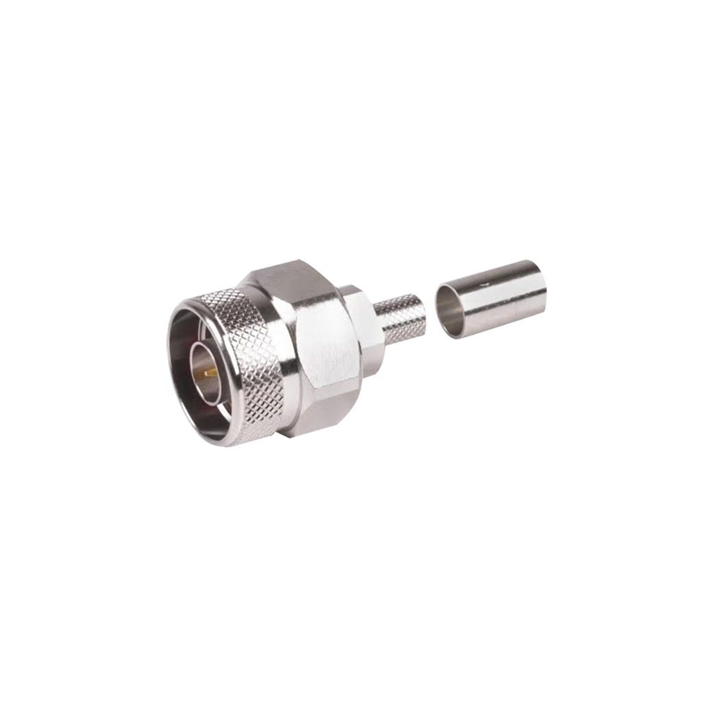 [RFN-1006-9X] Conector N Macho Hex, de Anillo Plegable y Pin Cautivo para cables RG-8/X, LMR-240, Ni/Au/Teflón.